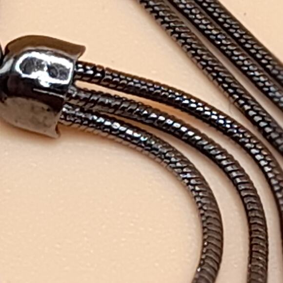 Chico's Red Glass Pendant Necklace, Snake Chains, Gunmetal Gray, 20" - Picture 10 of 11